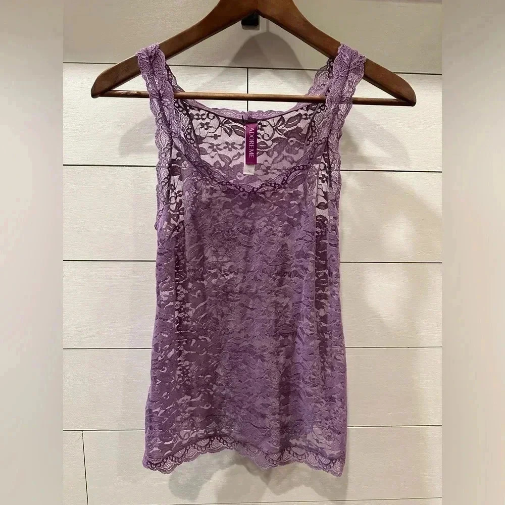 Adore Me Lavender Lace Tank Top - size small